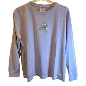VTG Life is Good Long Sleeve Tee Womens Sz Large Lavender Purple Snowboard